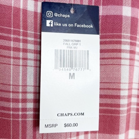 New with Tag Chaps Women’s Plaid Pink White Short Flutter Sleeve Ruffle Blouse - Picture 14 of 16